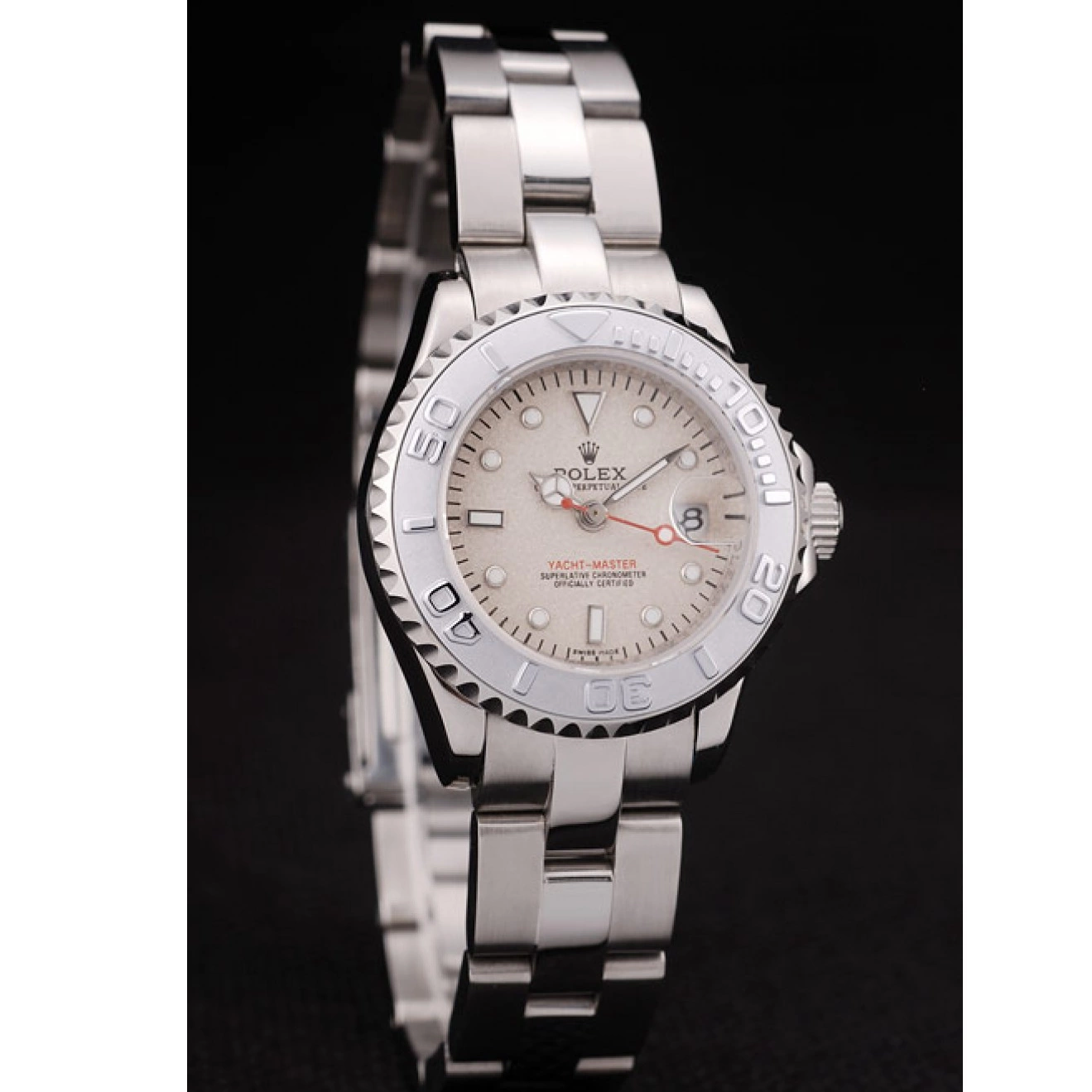 Aaa replica watch Bezel Dial Silver Yacht Beige Rolex Master 0814